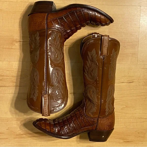 Ladies Handmade USA Lucchese Caiman Ridge Western Boots - 7.5 B - Picture 6 of 11
